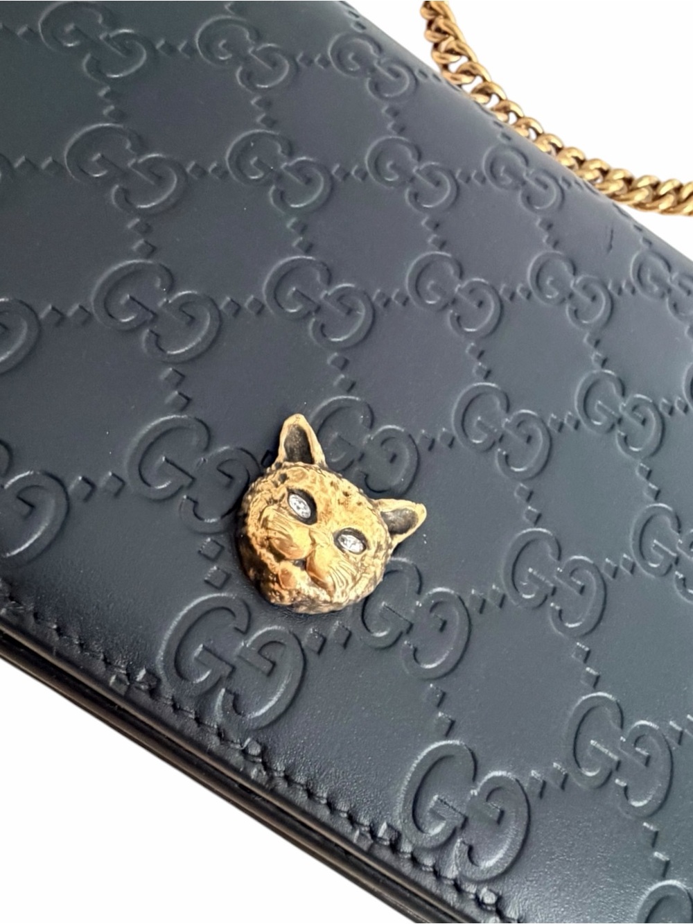 Authentic Guccissima Linea Cat Animalier Wallet On Chain- FREE COA - Picture 5 of 11